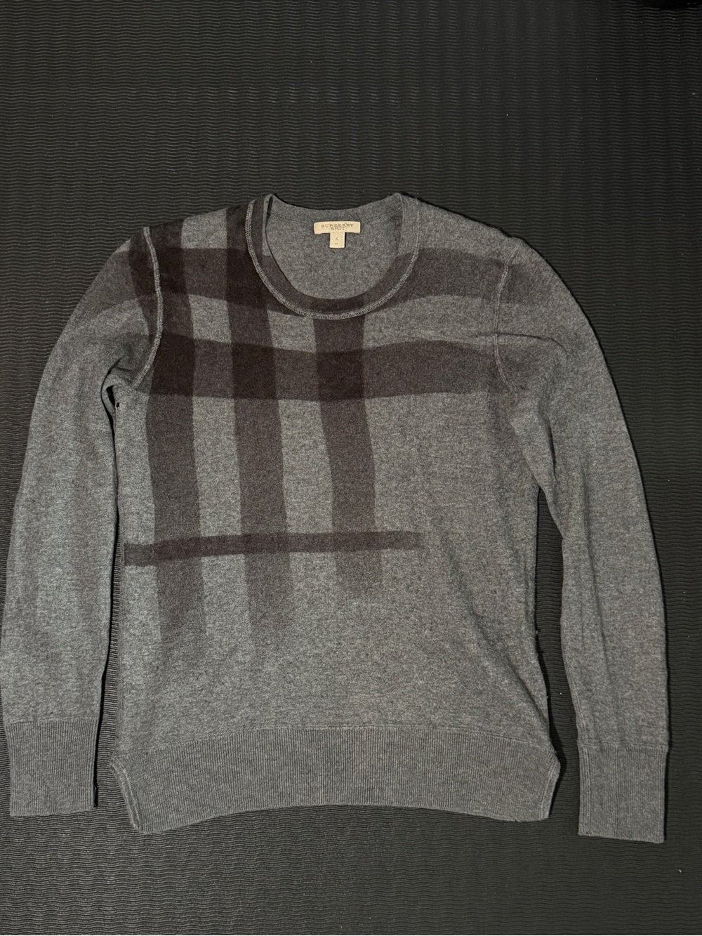 Burberry Gray Plaid Crewneck Sweater